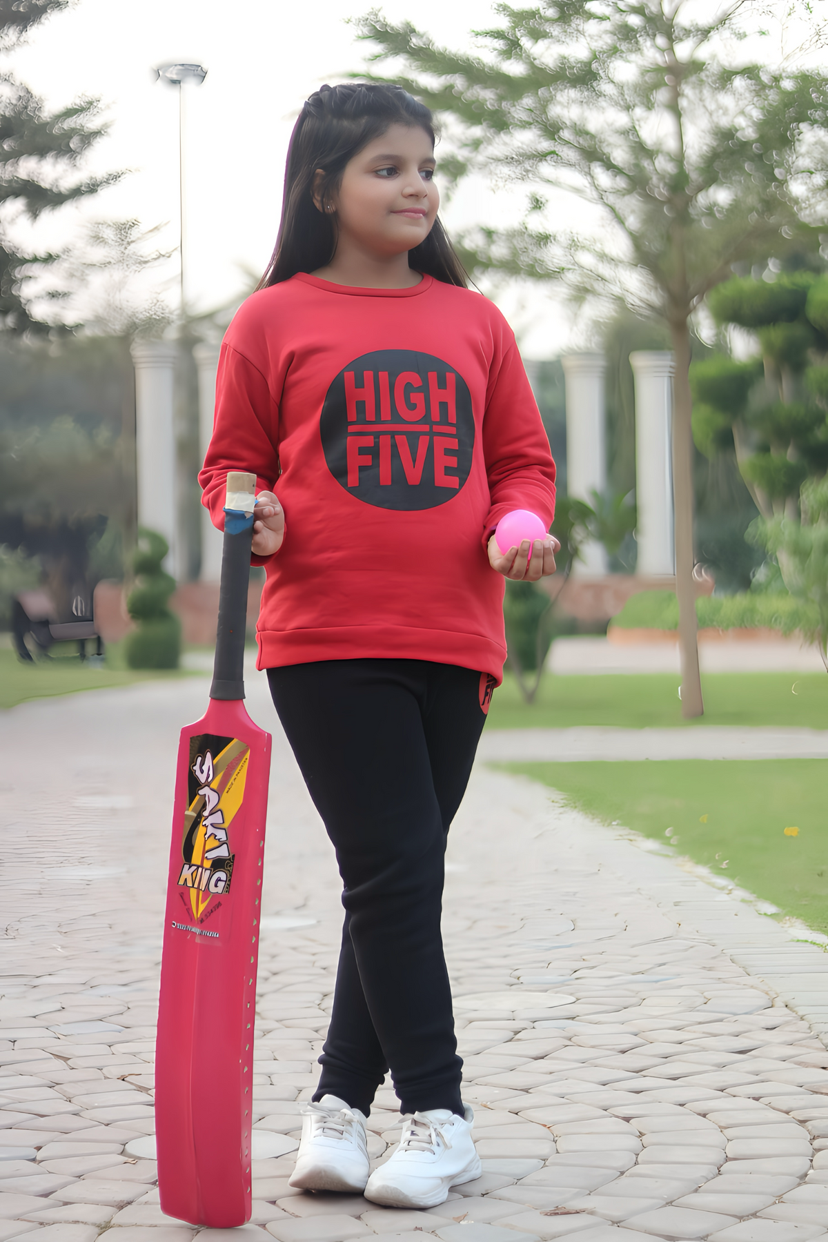 Fleece Fabric Red High Five Printed Kids Winter Suit ( Each )