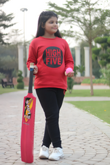 Fleece Fabric Red High Five Printed Kids Winter Suit ( Each )