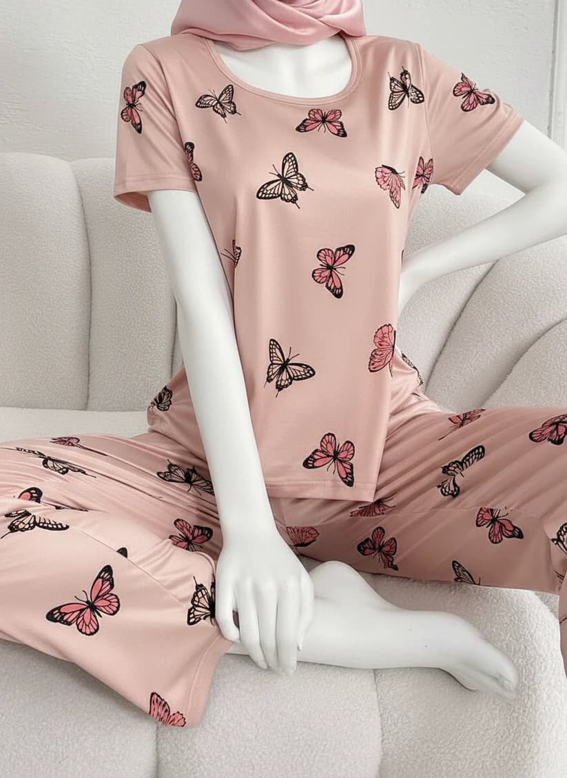 Monach Butterfly Printed Night Suit