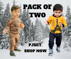 Fleece Brown Dino & Yellow Paris Printed Suit  Pack Of Two
