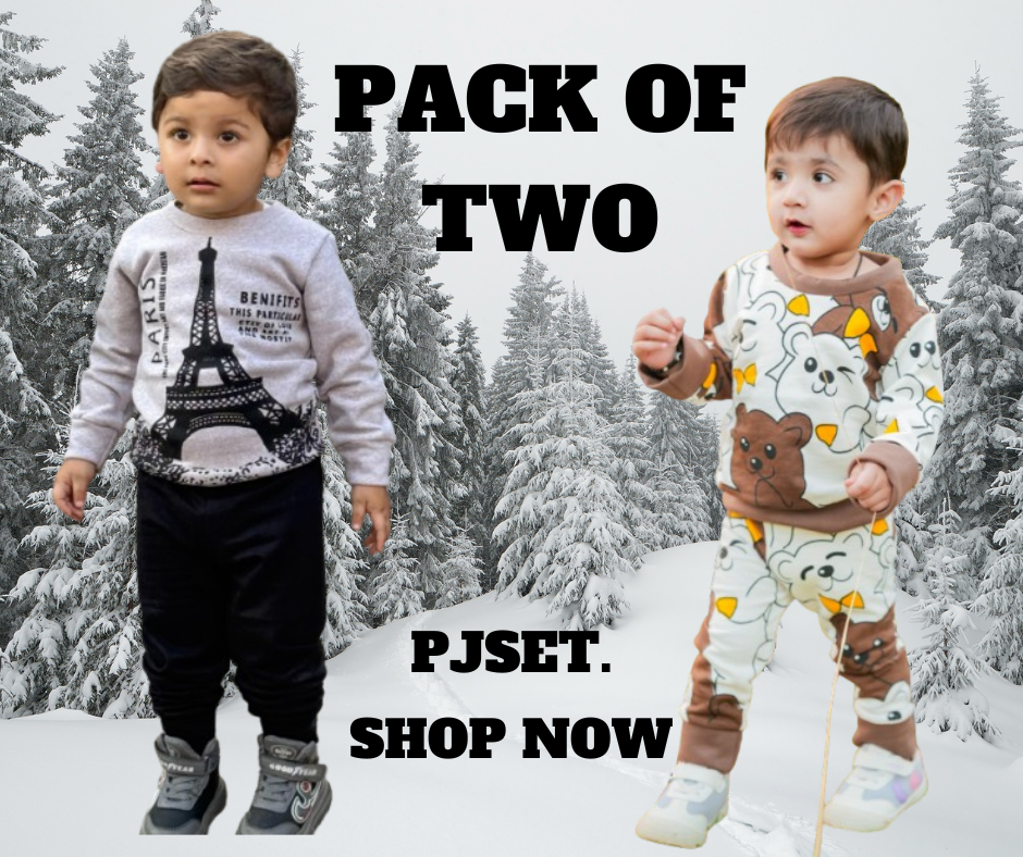 Fleece Fabric Grey Paris & Multi Bear Printed Suit  Pack Of Two