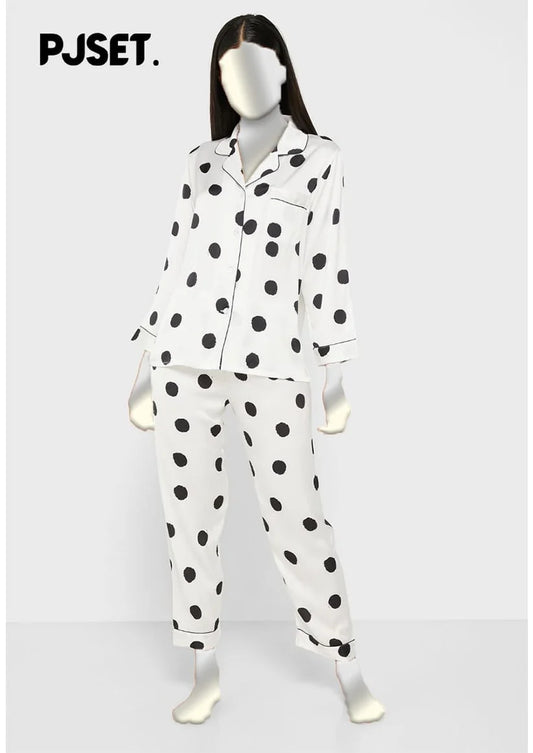 Polka dot Silk Night Suit