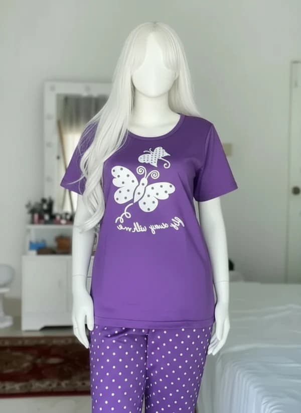Purple Butterfly Printed Night Suit
