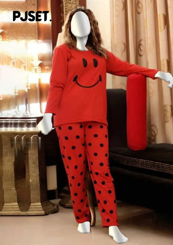 Red Smile Printed Night Suit