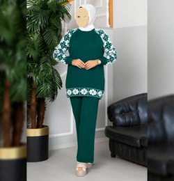 Winter C-Green Sunflower Printed Long Sleeves 2 PCs Co-Ord Set