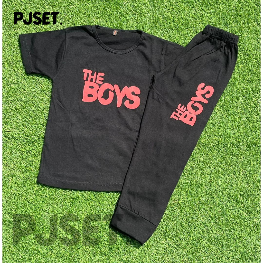 Black The Boys Printed Half Sleeve Kids Suit (Each)