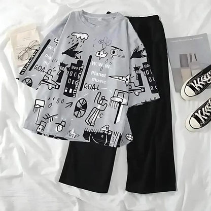 Grey Funcky Printed Night Suit