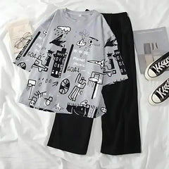Grey Funcky Printed Night Suit