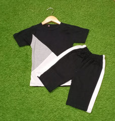 Black Panel Kids Short Set (Each)