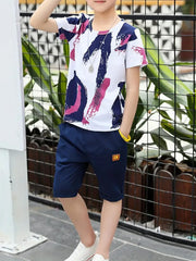 Purple Multi Printed Kids Short Set (Each)