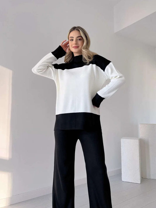 Winter Black Panel 2 PC Co-Ord Set For Women