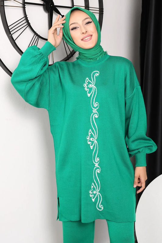 Winter C-Green Floral Printed Long Sleeves 2 PCs Co-Ord Set (Copy)