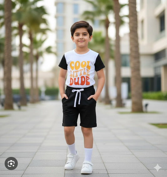 Kids Cool Little Print T-Shirt & Shorts Set