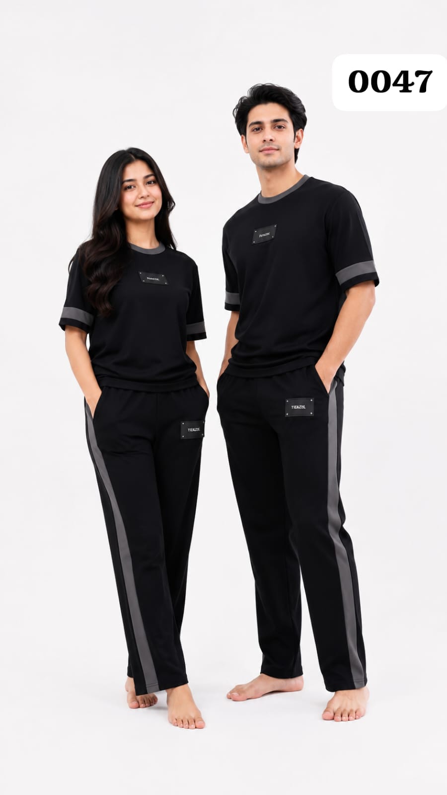 Black Elegant Round Neck Penal Co-Ord Set