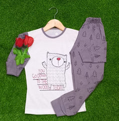 Purple and White Cat Kids Wear