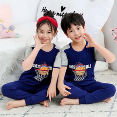 Blue Basketball Half Sleeve Kids Suit (Each)