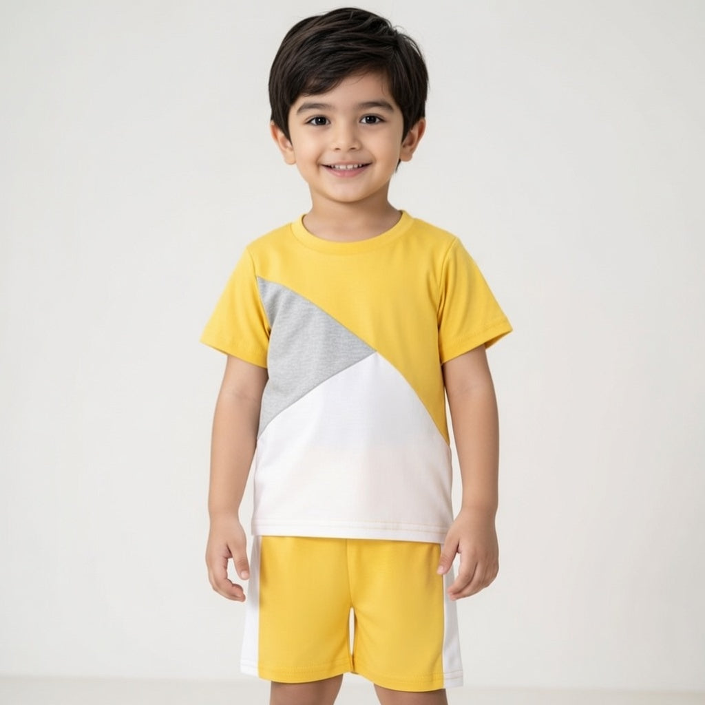 Yellow Panel Kids Short Set (Each)