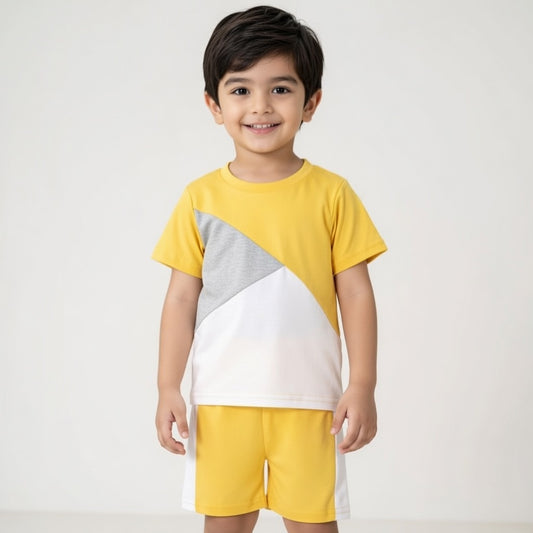 Yellow Panel Kids Short Set (Each)