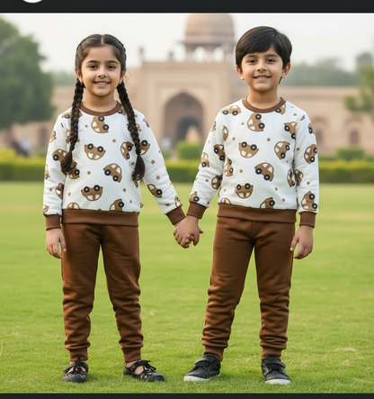 Brown Car Printed Kids Winter Suit ( Each )