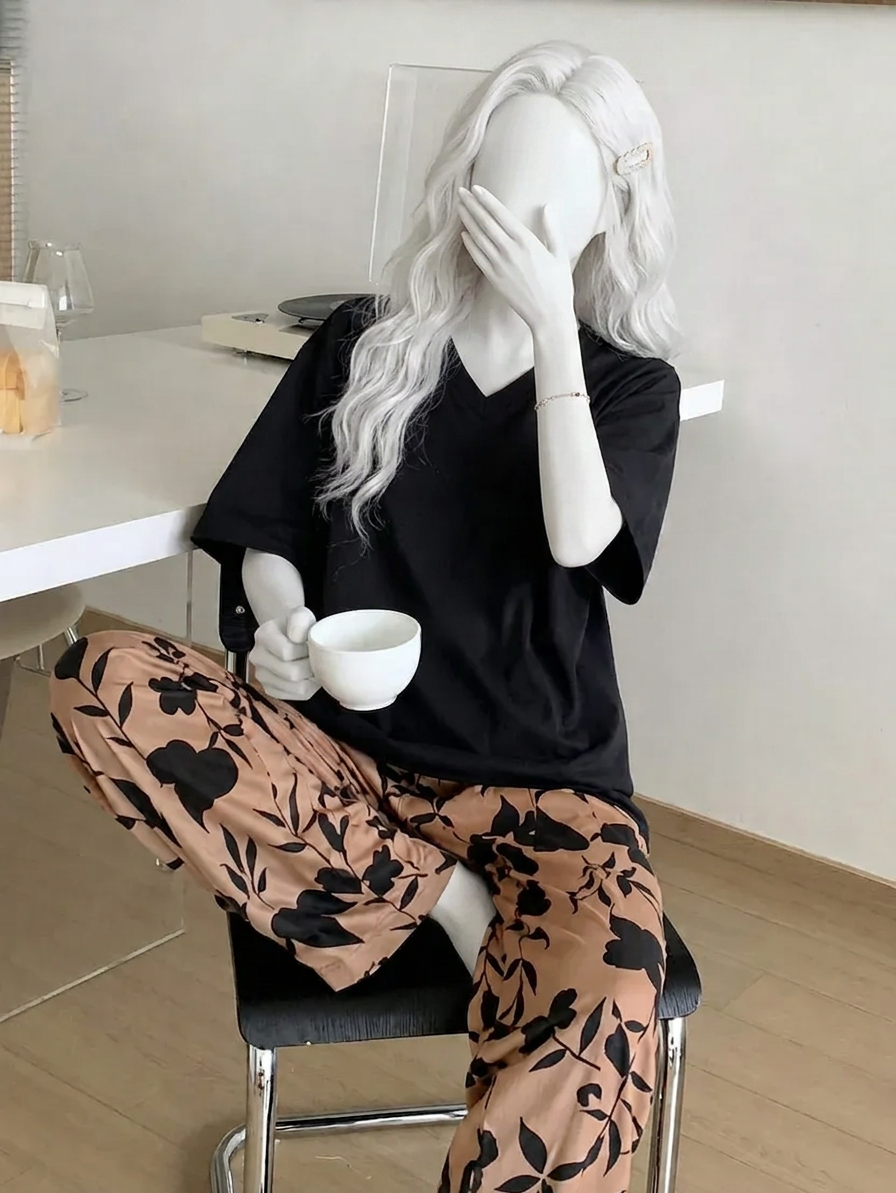 Black Floral Dream PJ Set