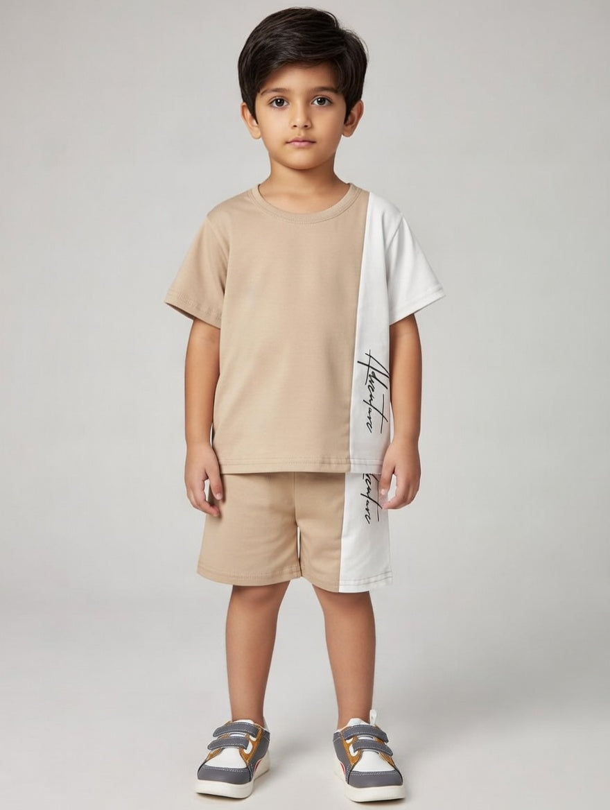 Brown Signature Printed Kids Short Set (Each)