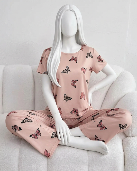 Monach Butterfly Printed Night Suit