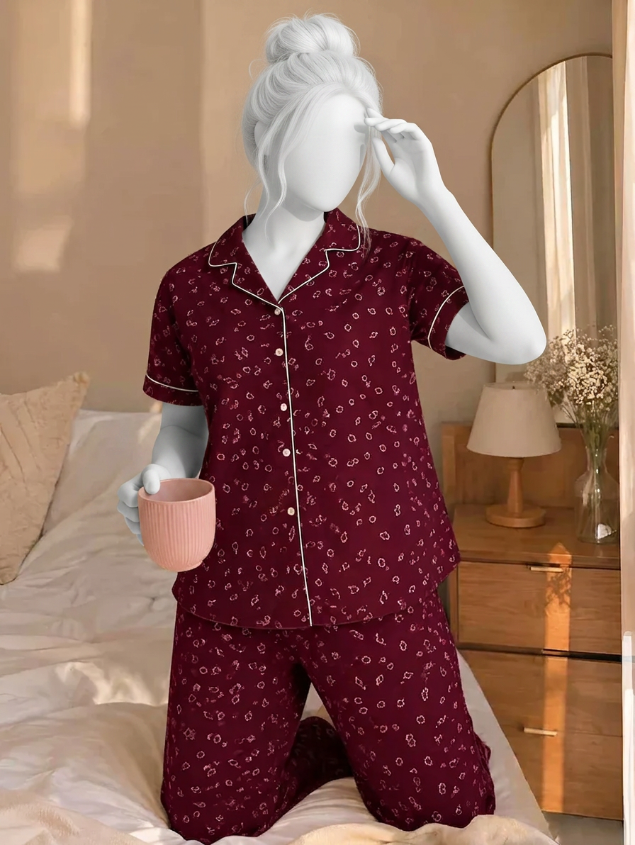 Maroon Belleza Pjs Set