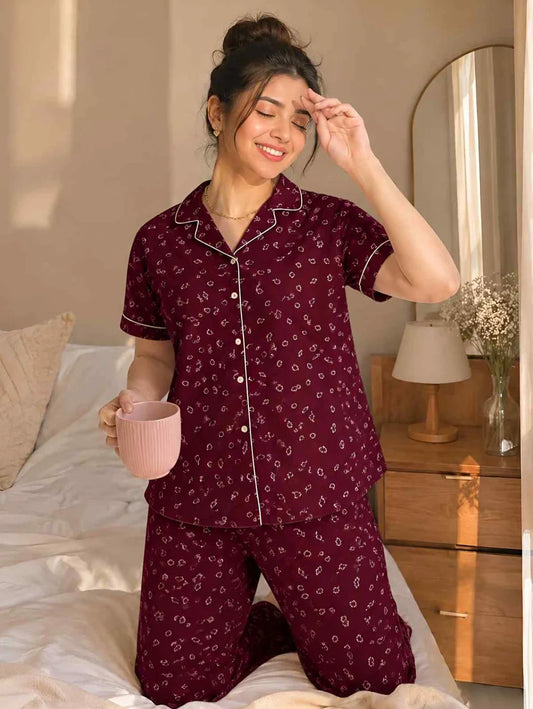 Maroon Belleza Pjs Set