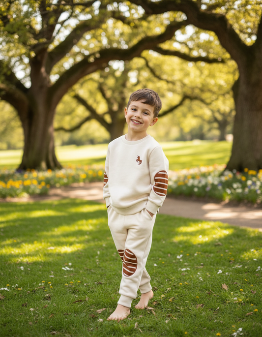 White & Brown Hours Printed Kids Winter Suit ( Each )