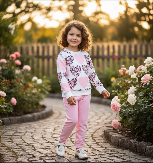 Pink Heart Printed Kids Winter Suit ( Each )