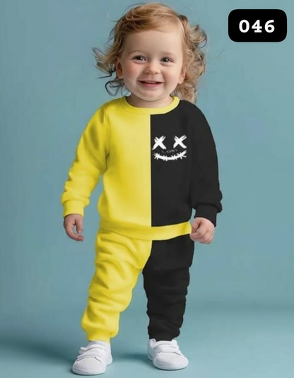 Yellow & Black Smile Printed Kids Winter Suit ( Each )