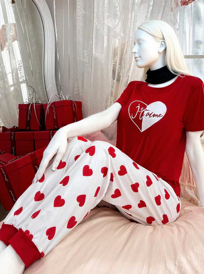 Red Heart Printed Night Suit